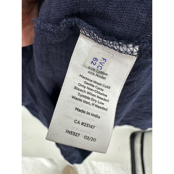 Talbots Navy Blue Shirt Dress Women Sz L Casual Everyday Smocked Ruffle SLeeve - Picture 6 of 6